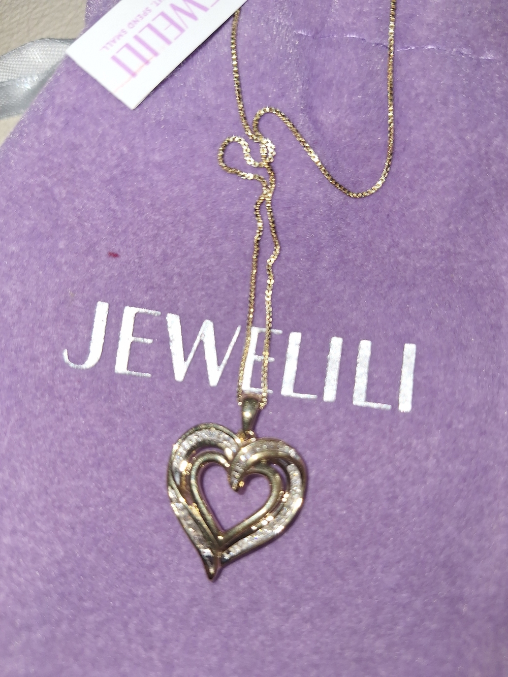 Gold Double Heart Pendant Necklace